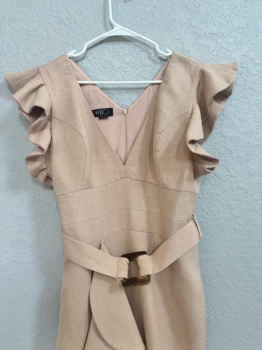 PATBO ruffle sleeve v-neck bodycon dress with a belt 12 - Picture 2 of 7